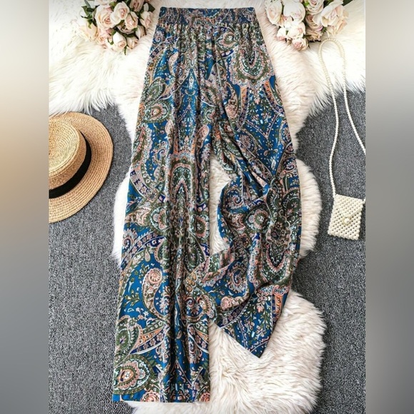 SHEIN Multicolor Paisley Wide Leg Pants - Picture 1 of 7